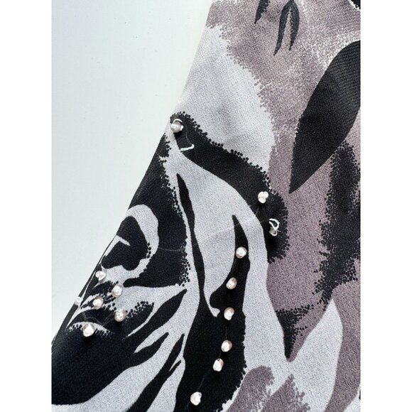 Vintage 00's MISS B Y2K Black Rose Floral Sequin Cowl Neck Slip Dress, Size L - Picture 8 of 12